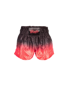 Gladts muay thai short / kickboksbroekje zwart/rood gradiënt XS tot en met XL